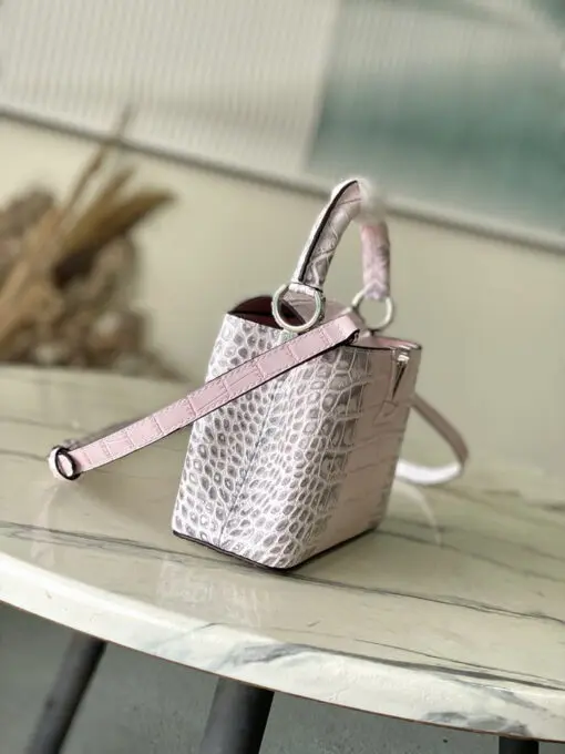 LV Capucines BB Mini Handbag Distinctive Pastel Pink Gradient Crocodile Leather - Image 3