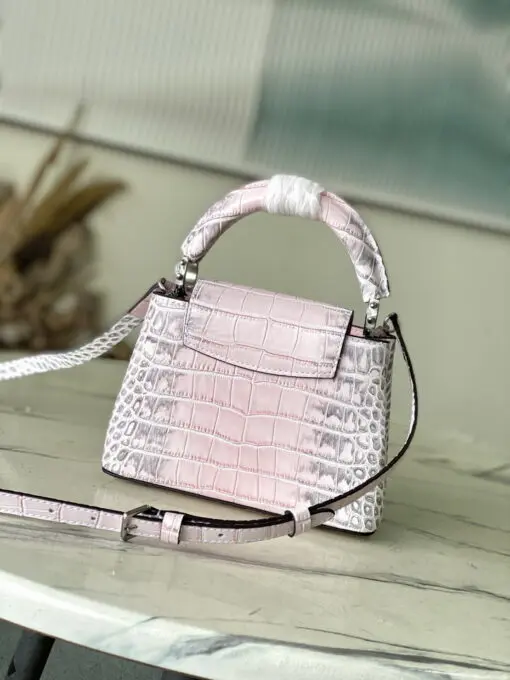 LV Capucines BB Mini Handbag Distinctive Pastel Pink Gradient Crocodile Leather - Image 2