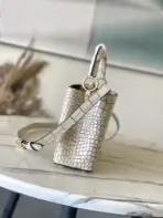 LV Capucines Bag White Crocodile Embossed Leather - Image 3
