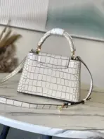 LV Capucines Bag White Crocodile Embossed Leather - Image 2