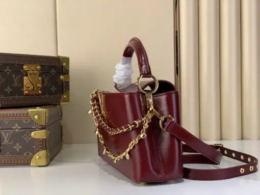 LV Capucines East West Bag Burgundy Taurillon Leather - Image 3