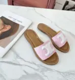 Celine Leather Sandals Baby Pink & White