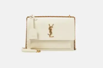 YSL sunset medium shoulder bag – white