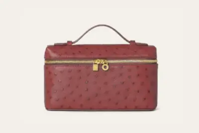 Loro Piana Extra Pocket L19 Ostrich Leather Bag Burgundy