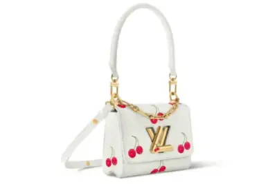 LV X Takashi Monogram Cerise Epi Twist PM Slim Bag White