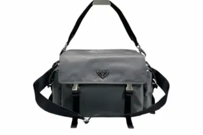 Prada Explore Re-Nylon And Leather Bag Gray
