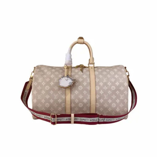LV Keepall Bandoulière Monogram Canvas Cat Bag charm