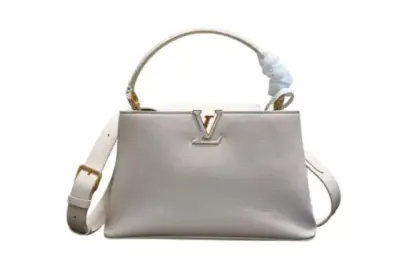LV Capucines BB handbag Taurillon Leather Light Gray