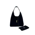 Saint Laurent Black Velvet Shoulder Bag