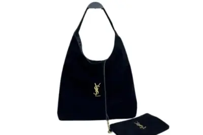 Saint Laurent Black Velvet Shoulder Bag