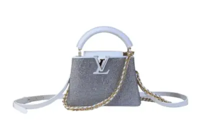 LV Capucines Mini bag white leather rhinestone