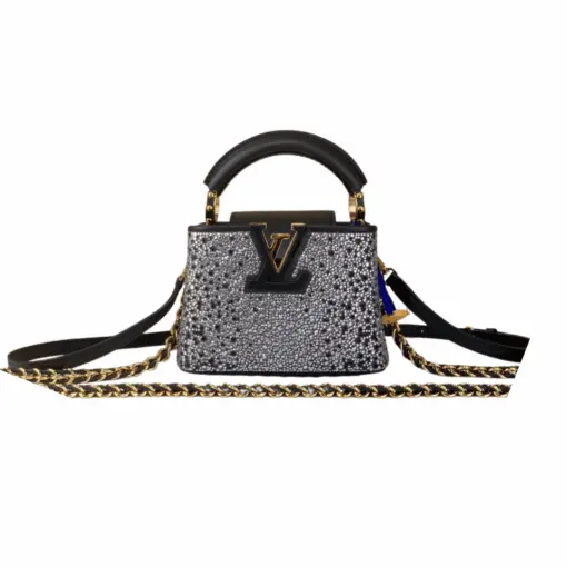 LV Capucines Mini bag Taurillon leather rhinestones gold