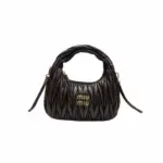 Miu Miu Wander Matelassé Nappa Leather hobo Mini bag cocoa brown