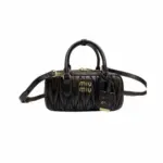 Miu Miu Matelassé Nappa Leather Mini Bag Black