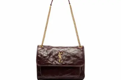 Saint Laurent Niki Medium Shoulder Bag Burgundy Vintage Leather