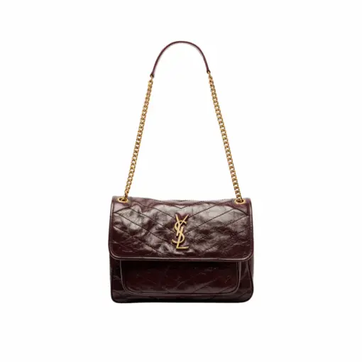Saint Laurent Niki Medium Shoulder Bag Burgundy Vintage Leather
