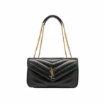 Saint Laurent Loulou Medium Leather Shoulder Bag Black