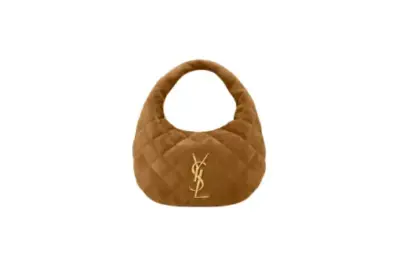 Saint Laurent Icarino Mini Quilted Suede Tote Bag Brown