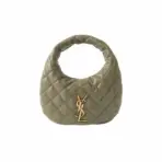 Saint Laurent Icarino Mini Quilted Nappa Leather Tote Bag Olive Green