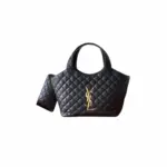 Saint Laurent Icare Quilted Lambskin Leather Bag Black