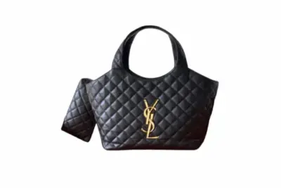 Saint Laurent Icare Quilted Lambskin Leather Bag Black