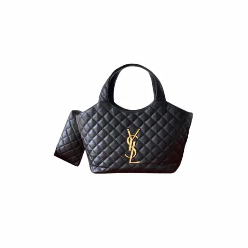 Saint Laurent Icare Quilted Lambskin Leather Bag Black