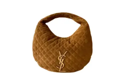 Saint Laurent Icare Quilted Suede Shoulder Bag Caramel Cognac