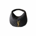 YSL Icare Quilted Suede Shoulder Bag Black