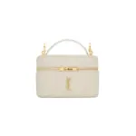 YSL Gaby Vanity Bag Lambskin White Quilted Leather
