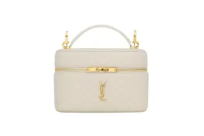YSL Gaby Vanity Bag Lambskin White Quilted Leather