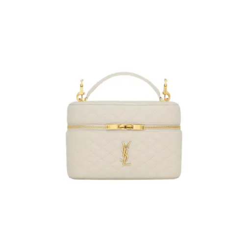 YSL Gaby Vanity Bag Lambskin White Quilted Leather