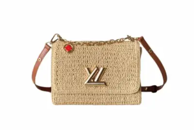 LV Twist PM Slim Raffia Leather Bag