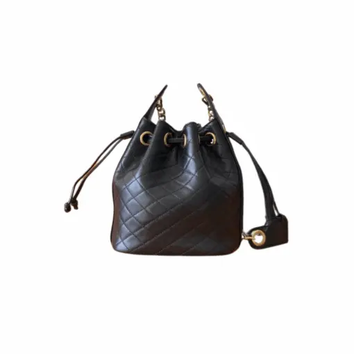 YSL Cassandre Quilted Supple Bucket Bag Black Lambskin