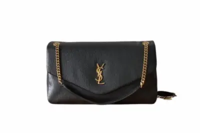 YSL Calypso Large Shoulder Bag Black Lambskin Leather