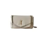 YSL Calypso Large Grained Lambskin Leather White
