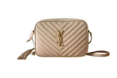 YSL Lou Camera Bag Quilted Leather Dark Beige