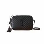 YSL Lou Camera Bag Quilted Leather Black Silver Monogram