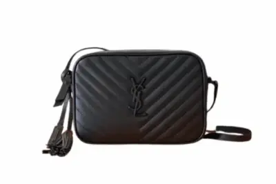 YSL Lou Camera Bag Quilted Leather Black Silver Monogram