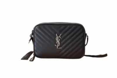 YSL Lou Camera Bag Quilted Leather Black Silver Monogram