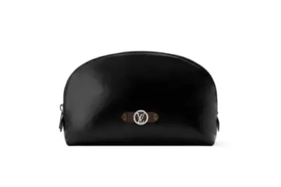 LV Cosmetic Pouch MM Black Lambskin Leather Silver