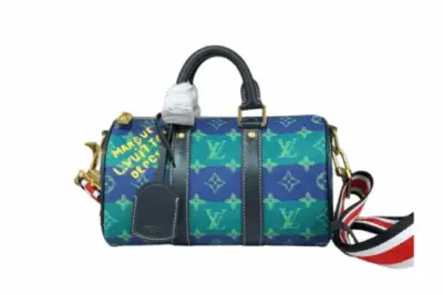 LV Keepall Bandoulière 25 Monogram Heritage Blue Green