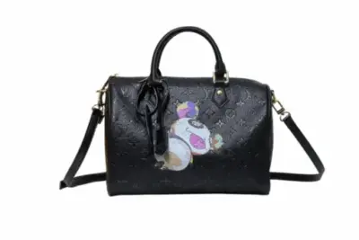 LV x Takashi Murakami Keepall Bandoulière Bag Black Monogram Empreinte Leather