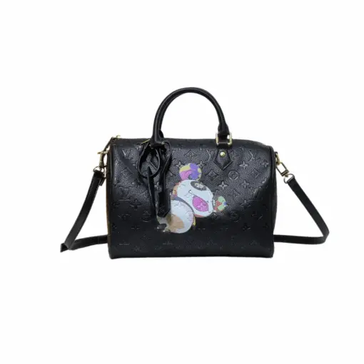 LV x Takashi Murakami Keepall Bandoulière Bag Black Monogram Empreinte Leather