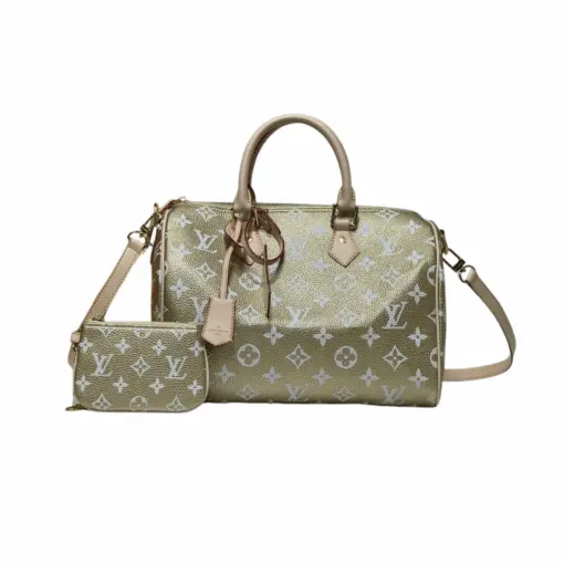 LV Speedy P9 Bandoulière 30 H40 Leather Metalic Gold