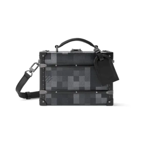 LV Handle Trunk Damoflage Black canvas Bag
