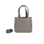 Prada Small Leather Tote Bag Clay Gray
