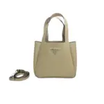 Prada Small Leather Tote Bag Sand Shade