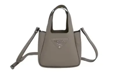 Prada Mini Leather Tote Bag Granite Gray