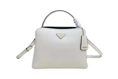 Prada Matinée Small Saffiano Leather Shoulder Bag White