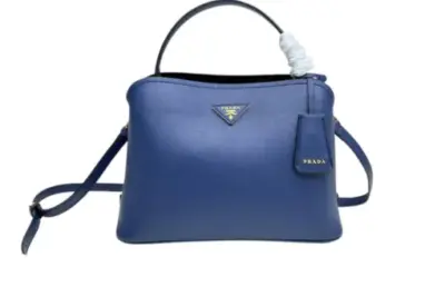 Prada Matinée Small Saffiano Leather Shoulder Bag Blue
